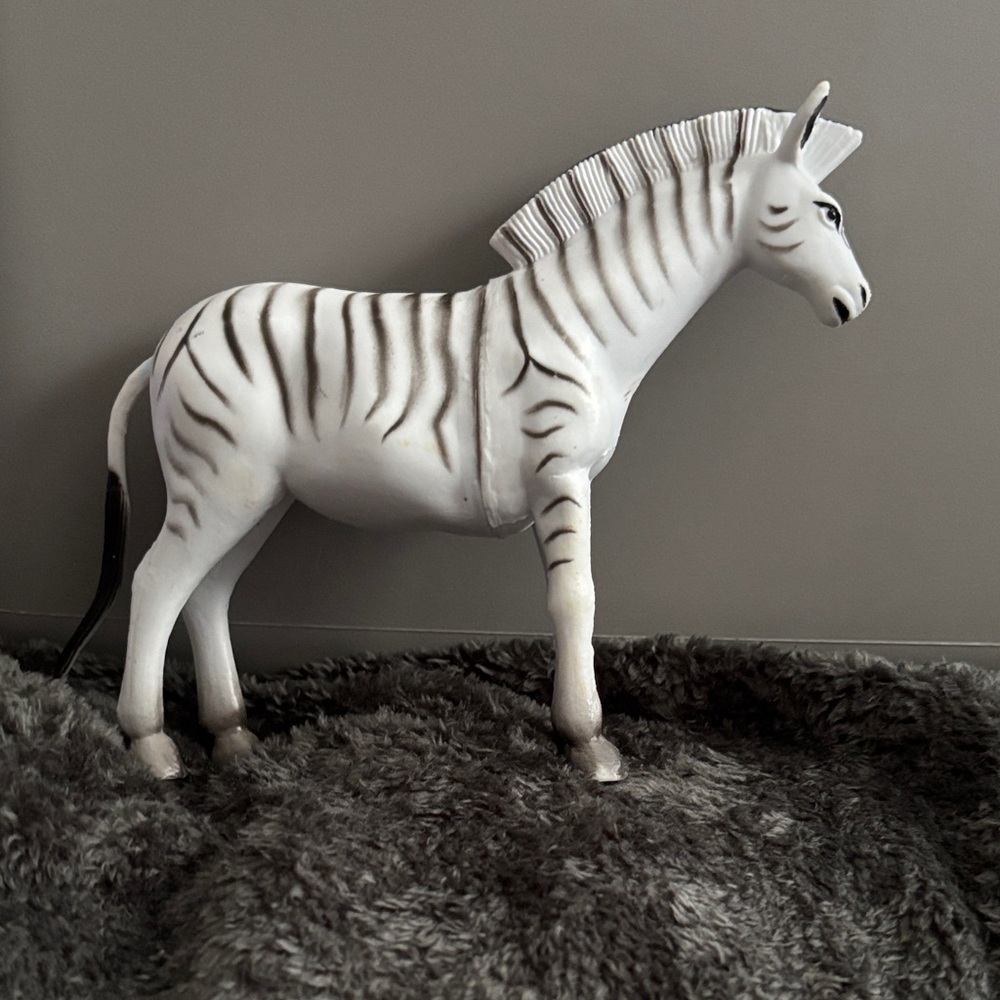 Vintage White and Gray Zebra Figurine - Picture 2 of 3